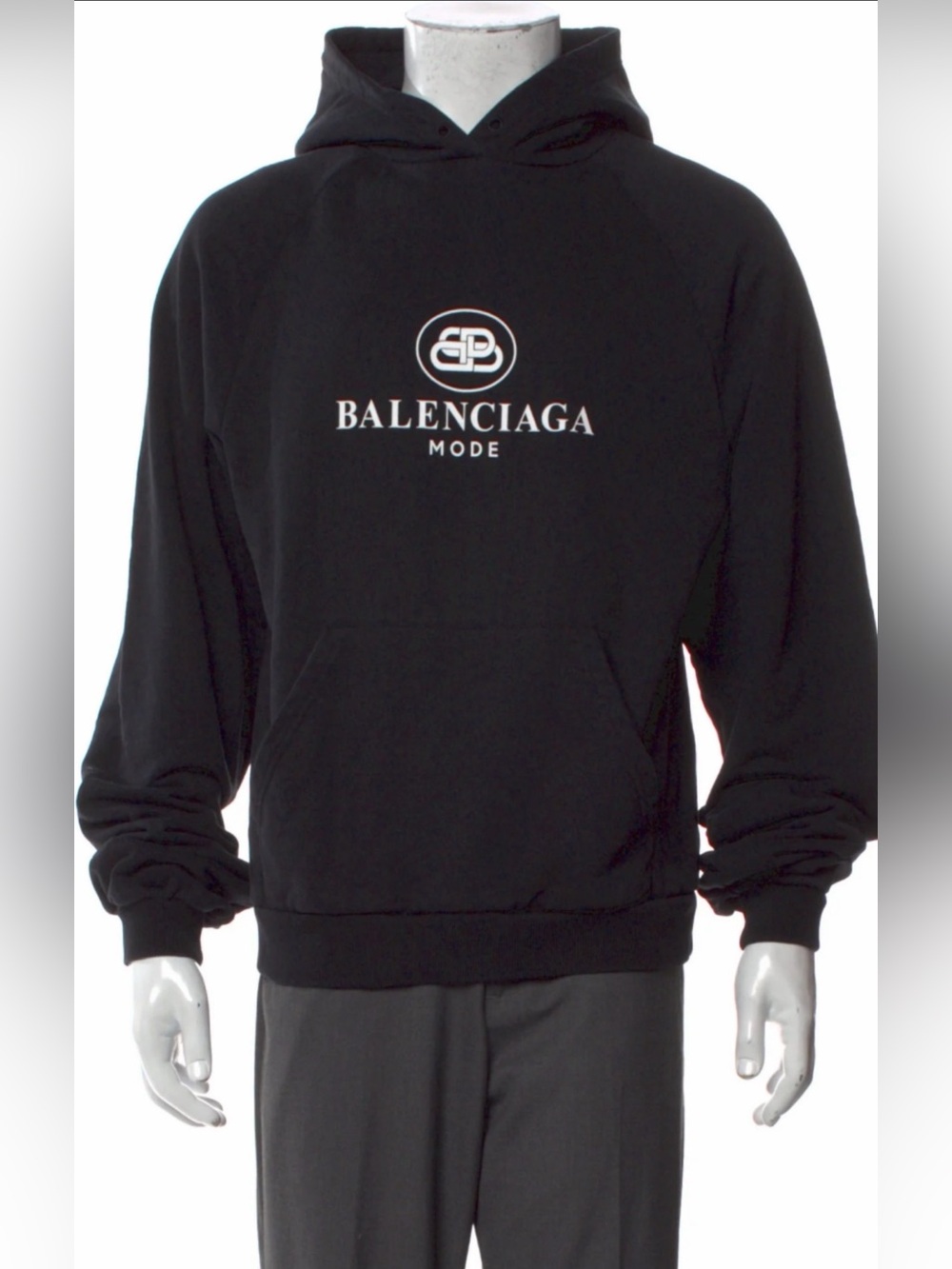 Authentic Balenciaga Mode BB Logo Hoodie Black Size M Made in Portugal